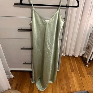 WILIFRED satin midi dress in sea foam. Size XXS.